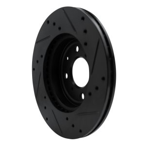 Honda Fit Brake Rotor (1) - Front Left - R1 Concepts - Drilled & Slotted - Black - `15-`20